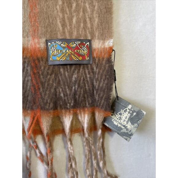 Celtic Ore Authentic Irish Knitwear Brown Orange Wool Blend Scarf 72X 20 NWT - Picture 2 of 12